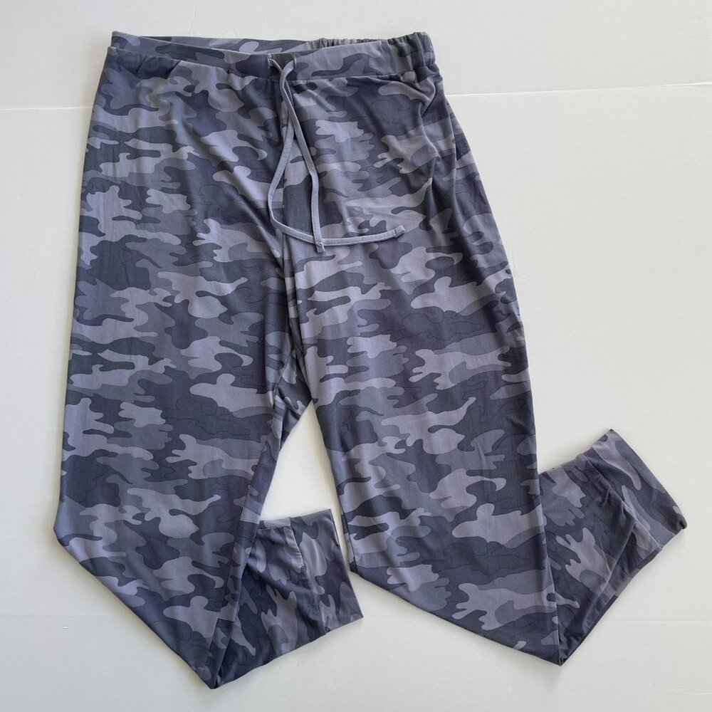 Rae Dunn Purple Camo Print Drawstring Stretch Lounge Pants XL